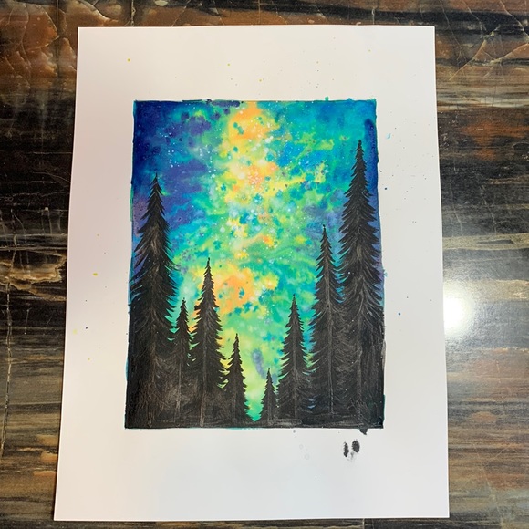 SALE!! Northern lights painting #2 handmade - Picture 2 of 3